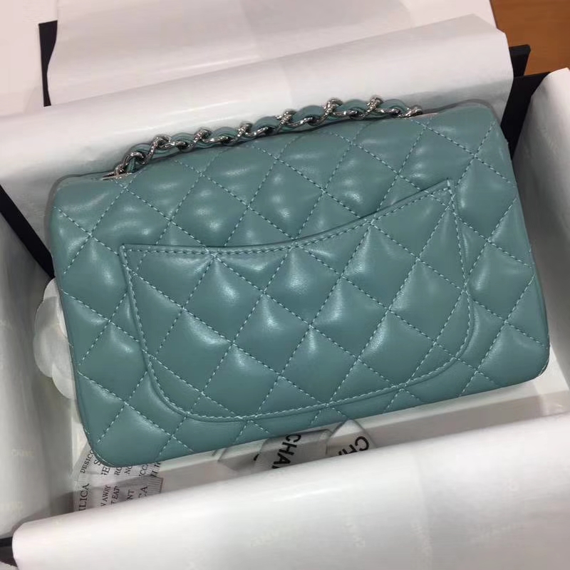 Chanel 香奈儿 Classic Flap Bag 进口小羊皮 20cm 现货 薄荷绿 银扣