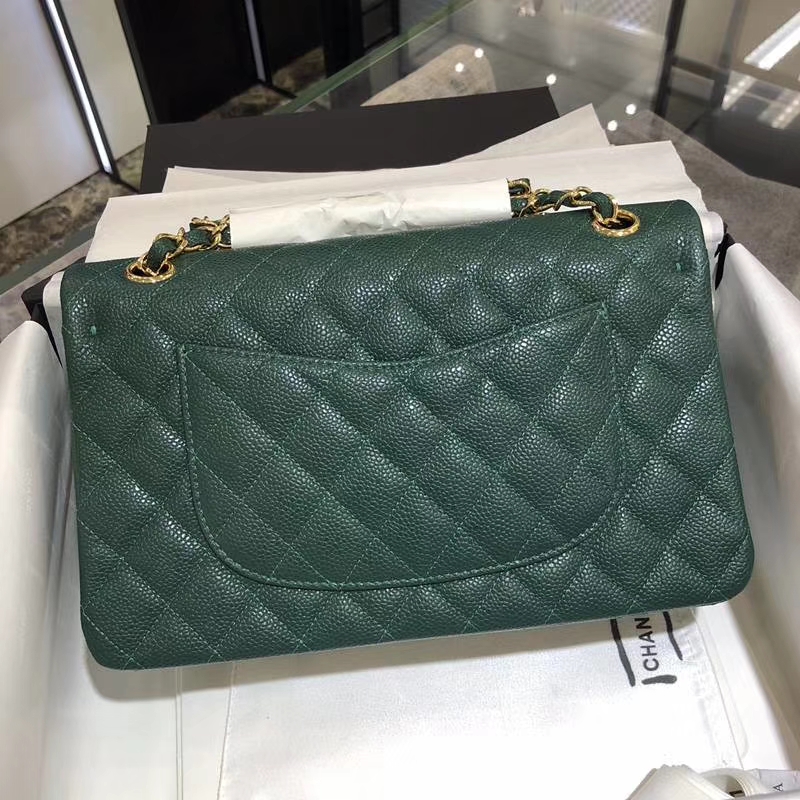 Chanel 香奈儿 Classic Flap Bag 鱼子酱  25cm 孔雀绿 金扣 现货