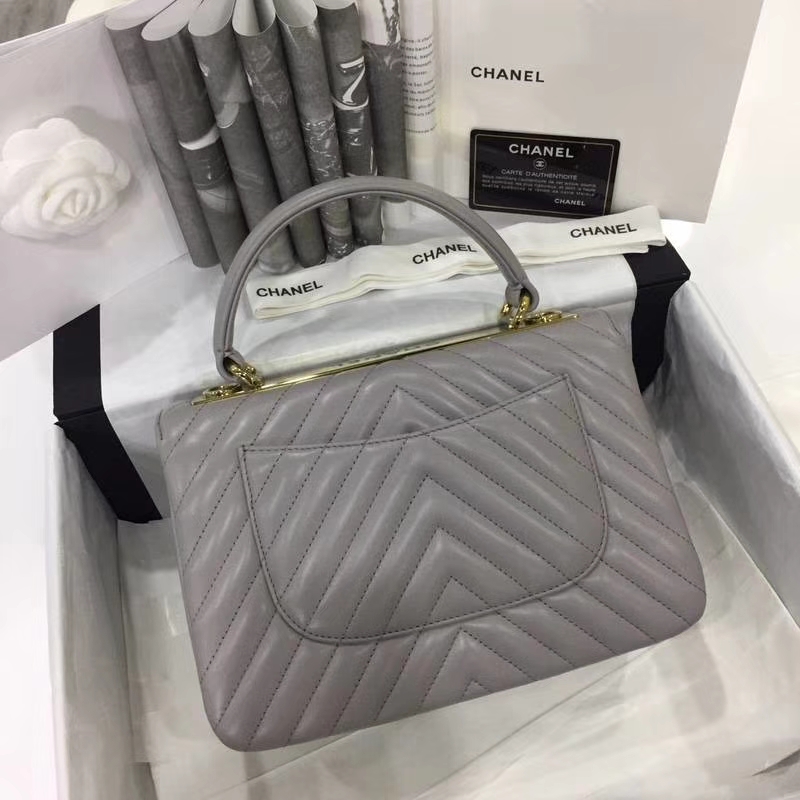 Chanel 香奈儿 2018年新款Trendy CC 大V款 大象灰 香槟金