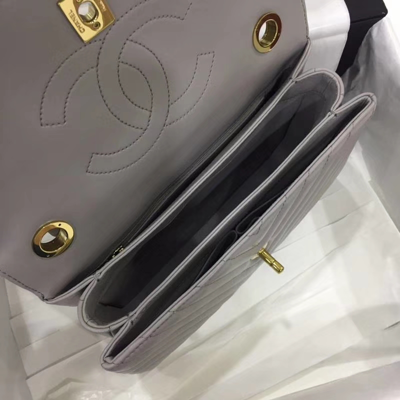 Chanel 香奈儿 2018年新款Trendy CC 大V款 大象灰 香槟金