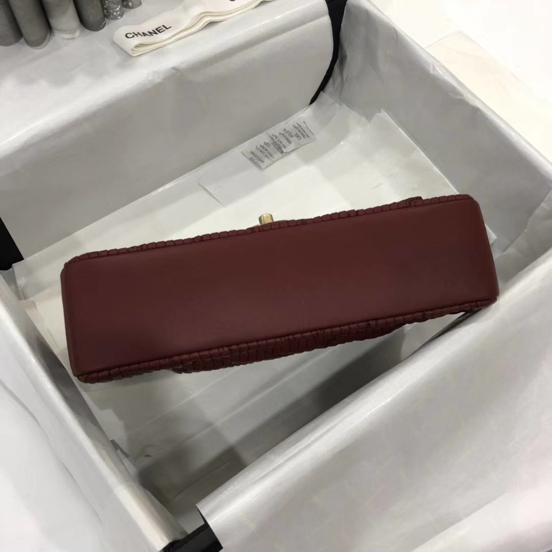 Chanel 香奈儿 希腊褶皱款 酒红色 25cm 现货 五金非常有质感