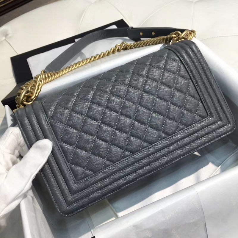 Chanel 香奈儿 leboy 25cm 小鱼子酱 灰色 纱金 