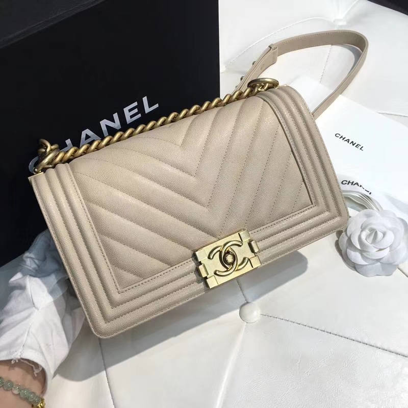 Chanel 香奈儿 Leboy 25CM 小鱼子酱 香槟金 纱金 大V款