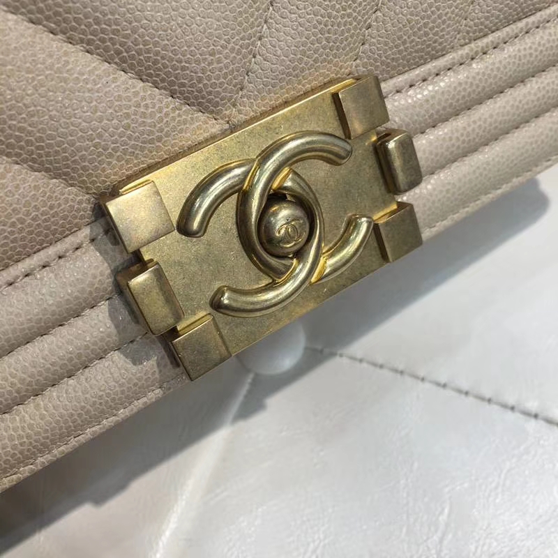 Chanel 香奈儿 Leboy 25CM 小鱼子酱 香槟金 纱金 大V款