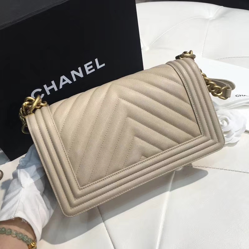 Chanel 香奈儿 Leboy 25CM 小鱼子酱 香槟金 纱金 大V款