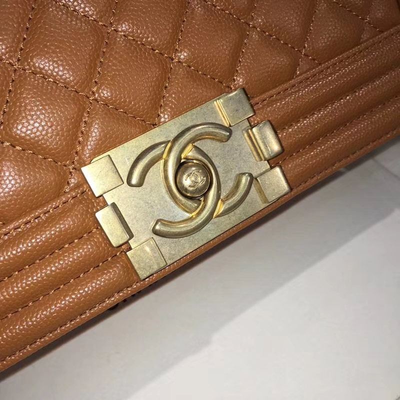 Chanel 香奈儿 leboy 25cm 小鱼子酱 黄色 焦糖色 纱金