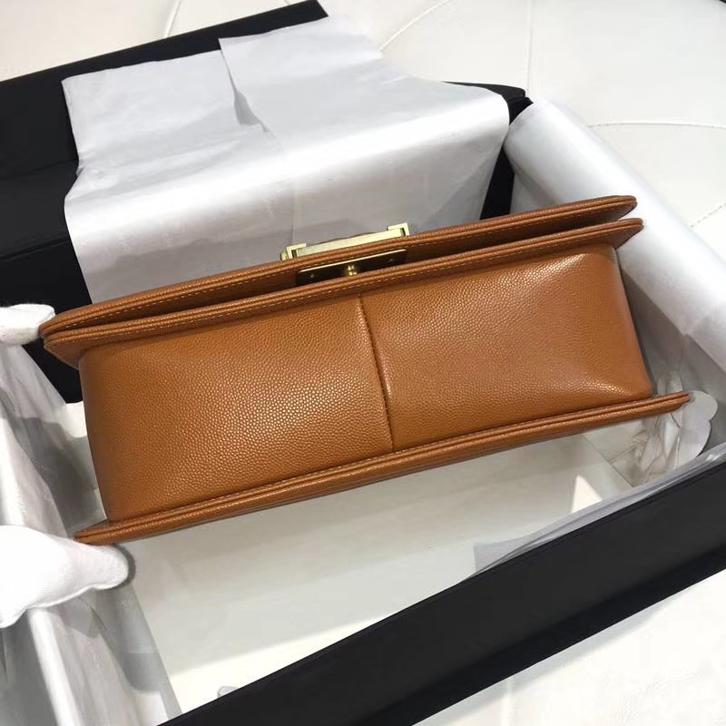 Chanel 香奈儿 leboy 25cm 小鱼子酱 黄色 焦糖色 纱金