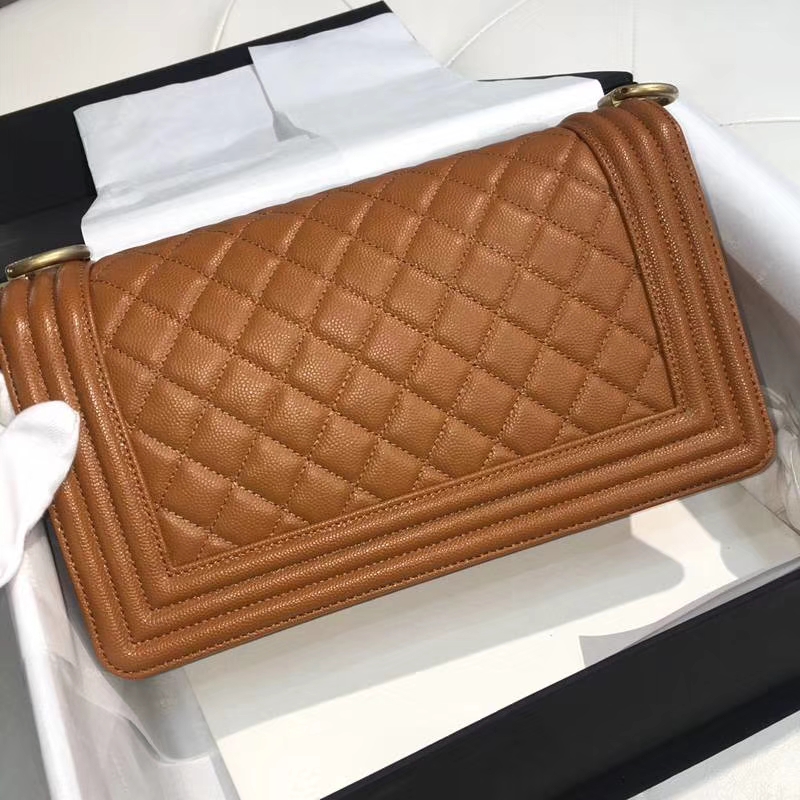 Chanel 香奈儿 leboy 25cm 小鱼子酱 黄色 焦糖色 纱金
