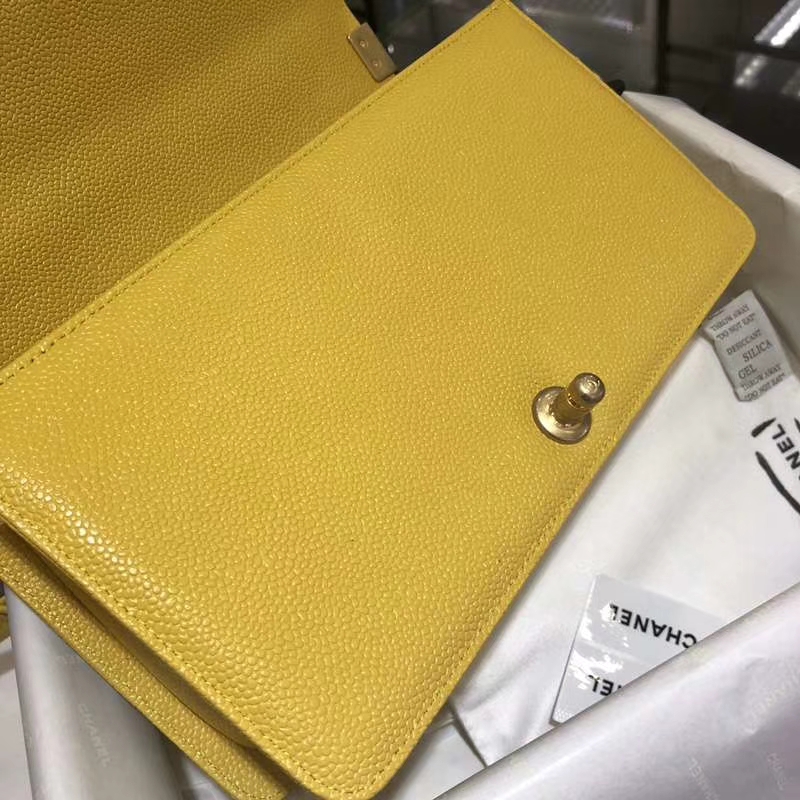 Chanel 香奈儿 Leboy Bag 大V款 鱼子酱 芒果黄 沙金 25cm