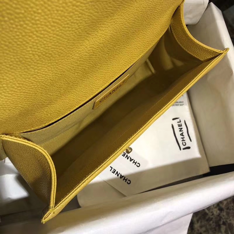 Chanel 香奈儿 Leboy Bag 大V款 鱼子酱 芒果黄 沙金 25cm