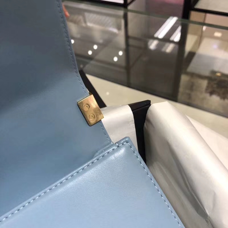 Chanel 香奈儿 Leboy Bag 大V款 小羊皮 20cm 梦幻兰 亚金