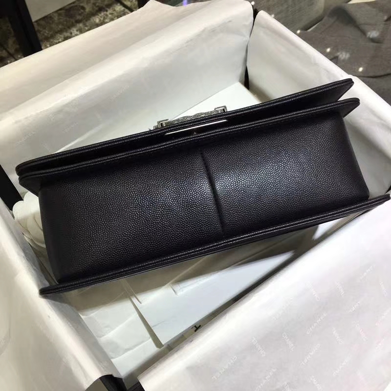 Chanel 香奈儿 Leboy Bag 大V款 小球纹 25cm 黑色 古银