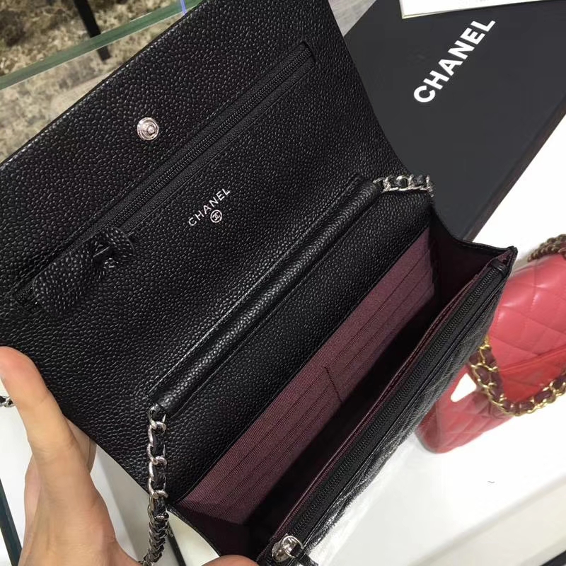 Chanel 香奈儿 发财包 WOC小挎包 进口鱼子酱 银扣