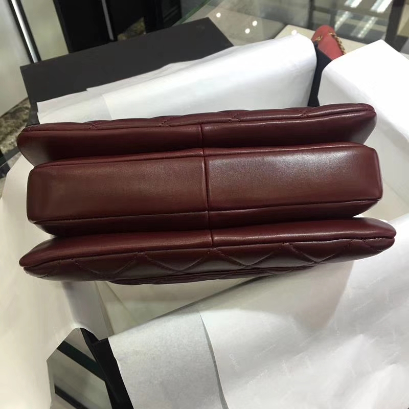Chanel 香奈儿 Trendy CC 小羊皮 酒红色 25cm 现货 金扣