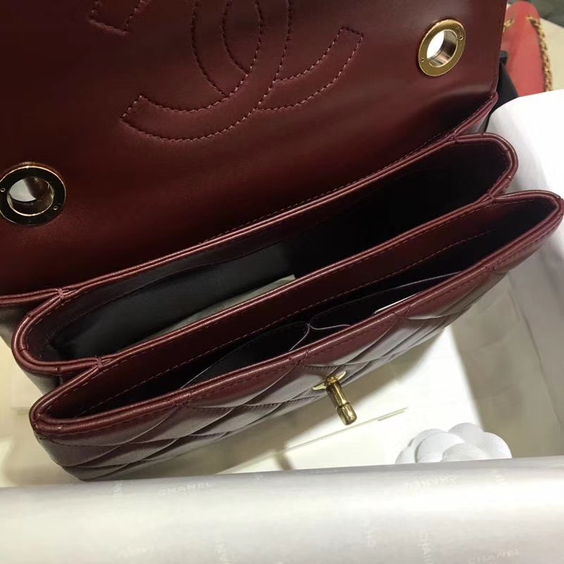 Chanel 香奈儿 Trendy CC 小羊皮 酒红色 25cm 现货 金扣