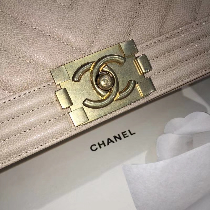 Chanel 香奈儿 leboy 25cm 小鱼子酱 香槟金 沙金 大V绣