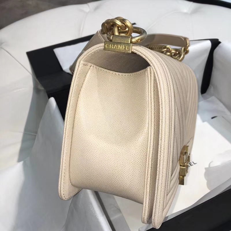 Chanel 香奈儿 leboy 25cm 小鱼子酱 香槟金 沙金 大V绣