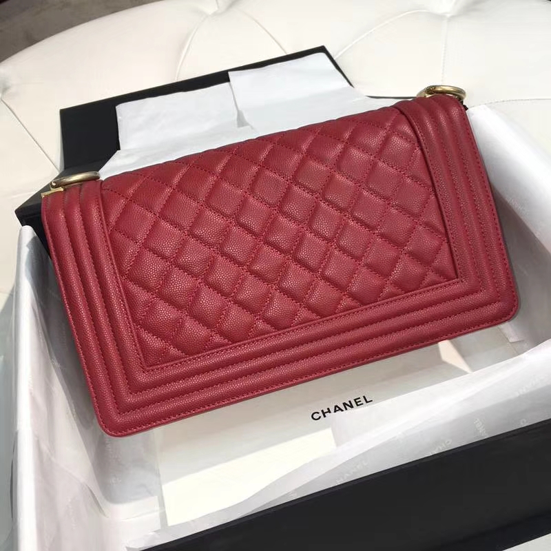 Chanel 香奈儿 leboy 25cm 小鱼子酱 玫瑰红 纱金