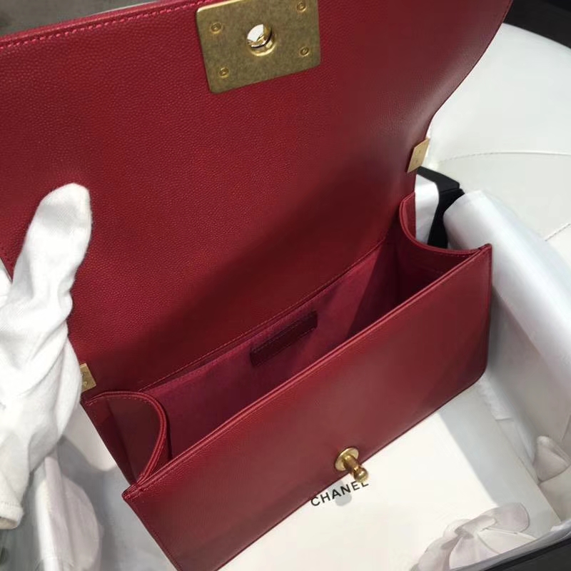 Chanel 香奈儿 leboy 25cm 小鱼子酱 玫瑰红 纱金