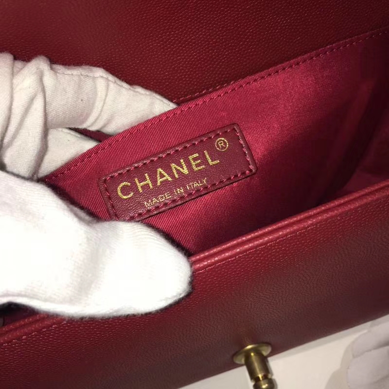 Chanel 香奈儿 leboy 25cm 小鱼子酱 玫瑰红 纱金