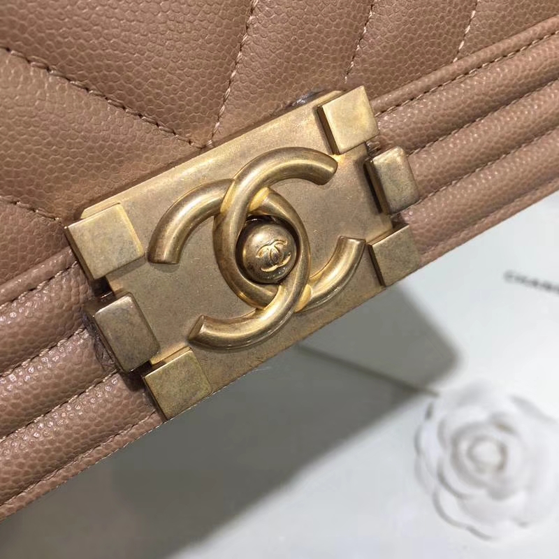 Chanel 香奈儿 leboy 25cm 小鱼子酱 焦糖色 纱金