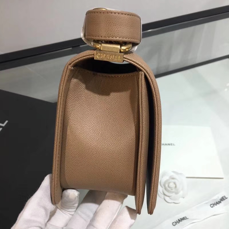 Chanel 香奈儿 leboy 25cm 小鱼子酱 焦糖色 纱金