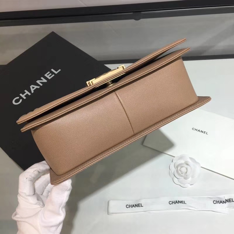 Chanel 香奈儿 leboy 25cm 小鱼子酱 焦糖色 纱金