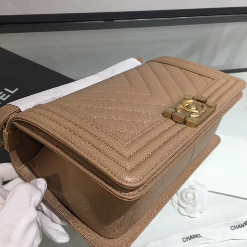 Chanel 香奈儿 leboy 25cm 小鱼子酱 焦糖色 纱金