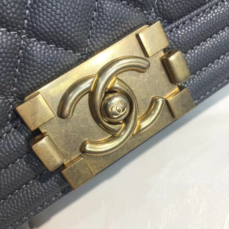 Chanel 香奈儿 leboy 25cm 小鱼子酱 灰色 纱金
