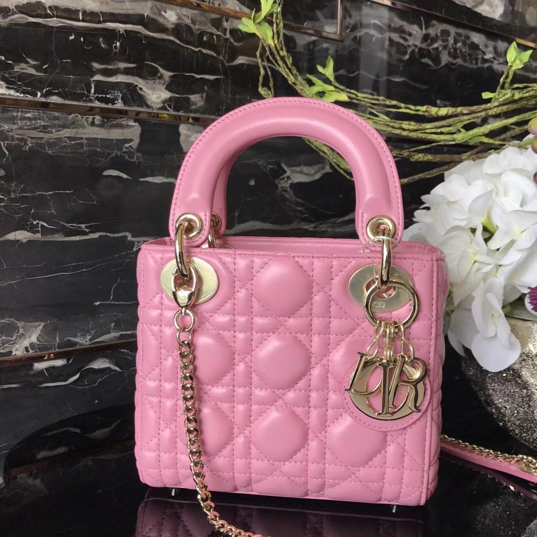 Dior 迪奥 小号 戴妃包 Lady Dior 17cm羊皮戴妃 现有颜色 粉色