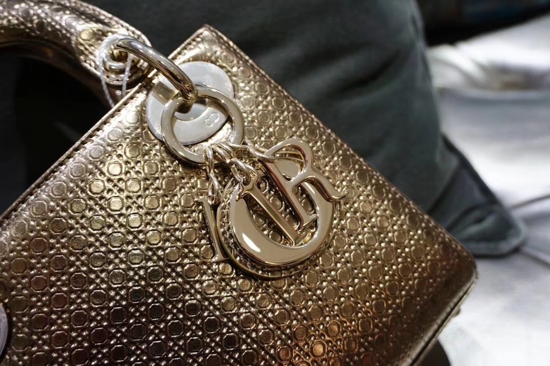 Dior 迪奥 戴妃包 Lady Dior 小号17cm古铜金色戴妃 聚会必备 闪耀全场