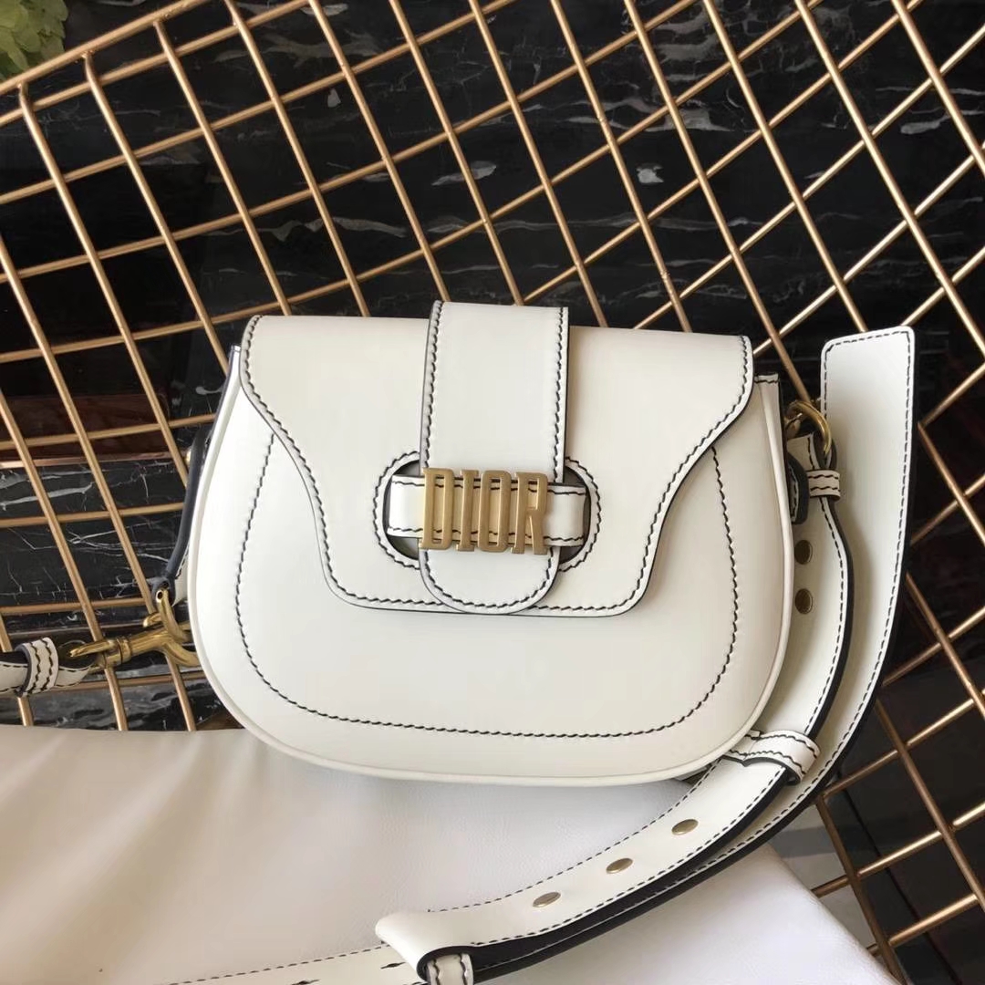 Dior 迪奥 小手提包 DIORAMA 白色 牛皮马鞍包 22.5cm