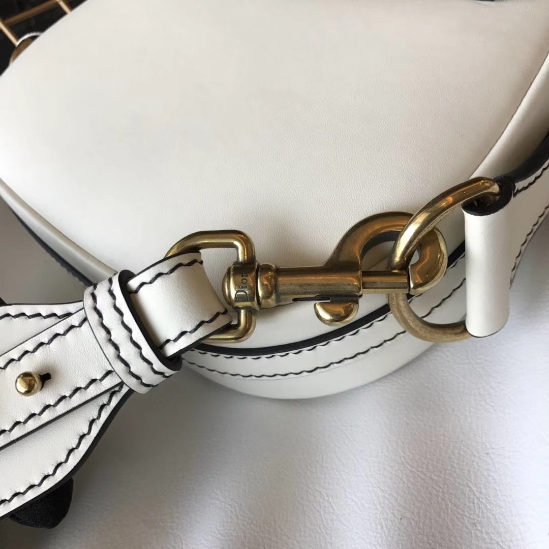 Dior 迪奥 小手提包 DIORAMA 白色 牛皮马鞍包 22.5cm