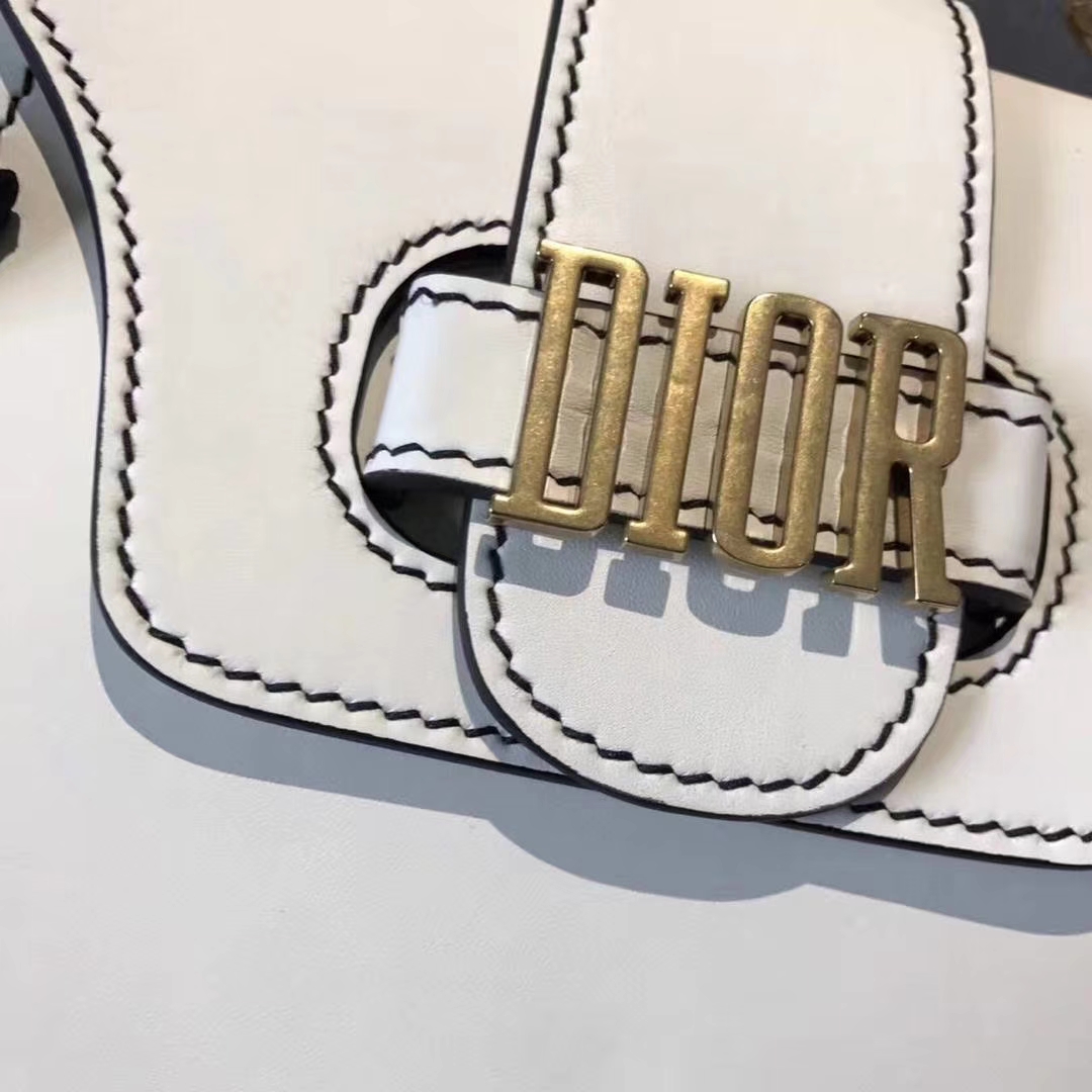 Dior 迪奥 小手提包 DIORAMA 白色 牛皮马鞍包 22.5cm