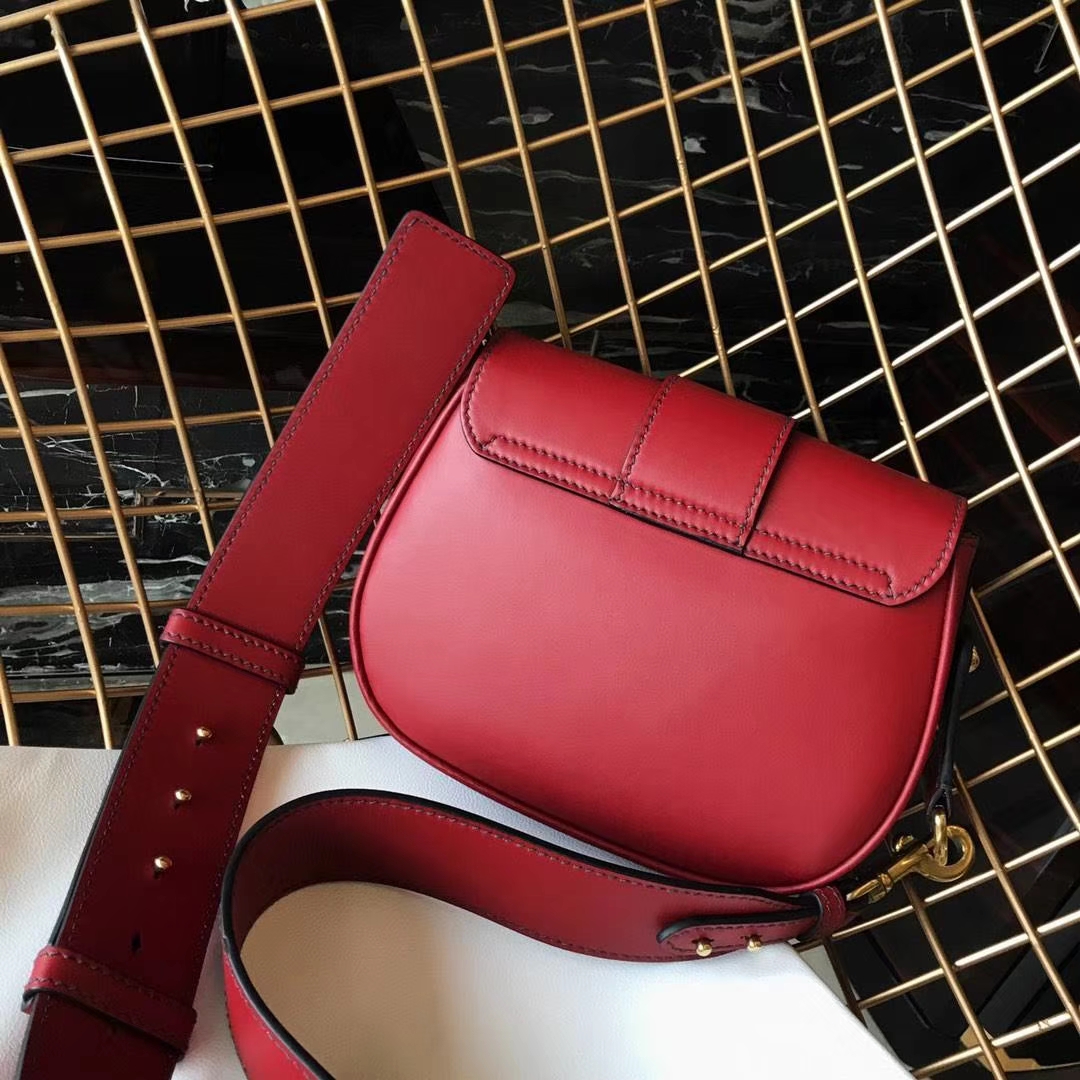 Dior 迪奥 小手提包 DIORAMA 红色 牛皮马鞍包 22.5cm