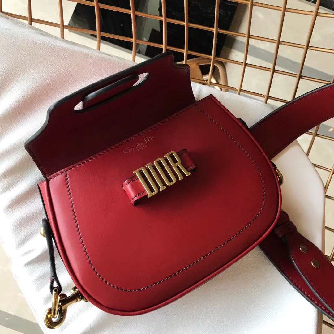 Dior 迪奥 小手提包 DIORAMA 红色 牛皮马鞍包 22.5cm