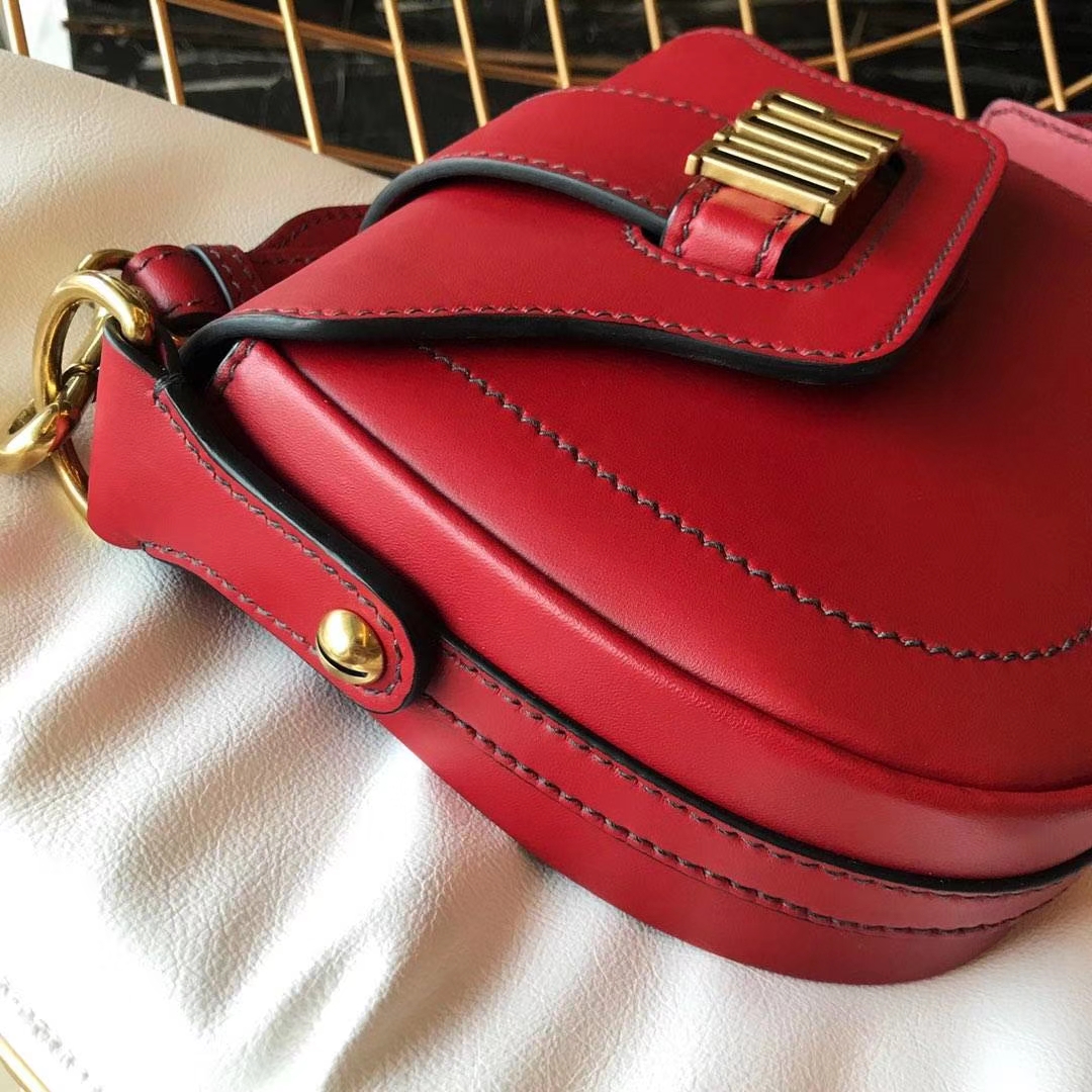 Dior 迪奥 小手提包 DIORAMA 红色 牛皮马鞍包 22.5cm