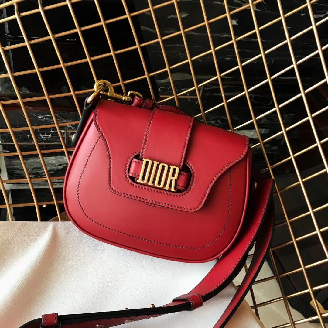 Dior 迪奥 小手提包 DIORAMA 红色 牛皮马鞍包 22.5cm