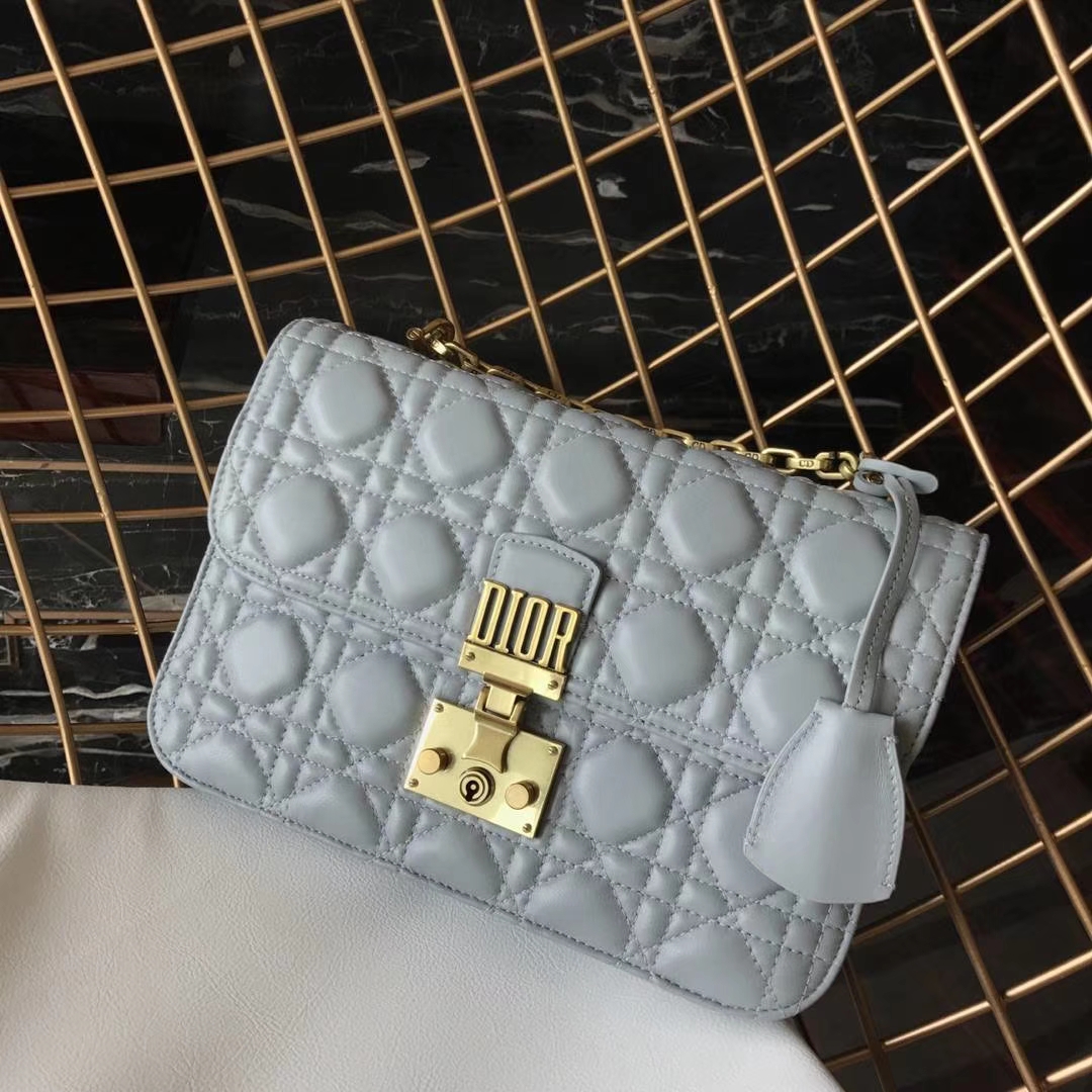 DIOR 迪奥 Miss 灰色 羊皮 链条包 21cm