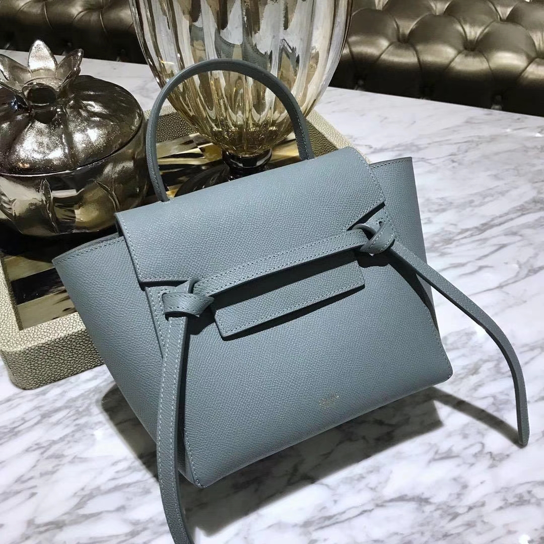 Celine 鲶鱼包 Mini 20cm 亚麻蓝 现货秒发 掌纹皮 进口原厂皮