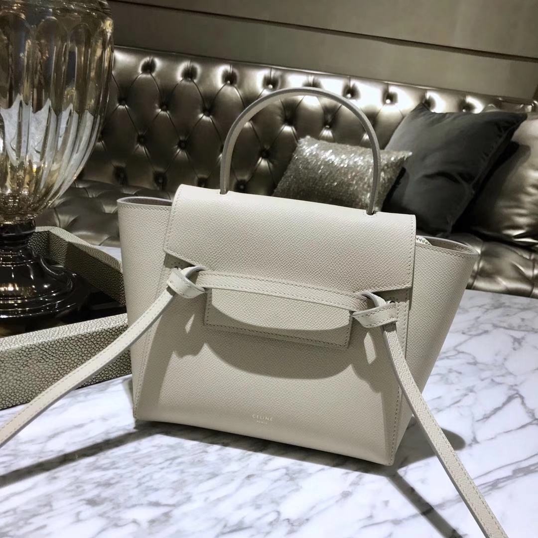 Celine 鲶鱼包 Mini 20cm 冰川白 现货秒发 掌纹皮 进口原厂皮