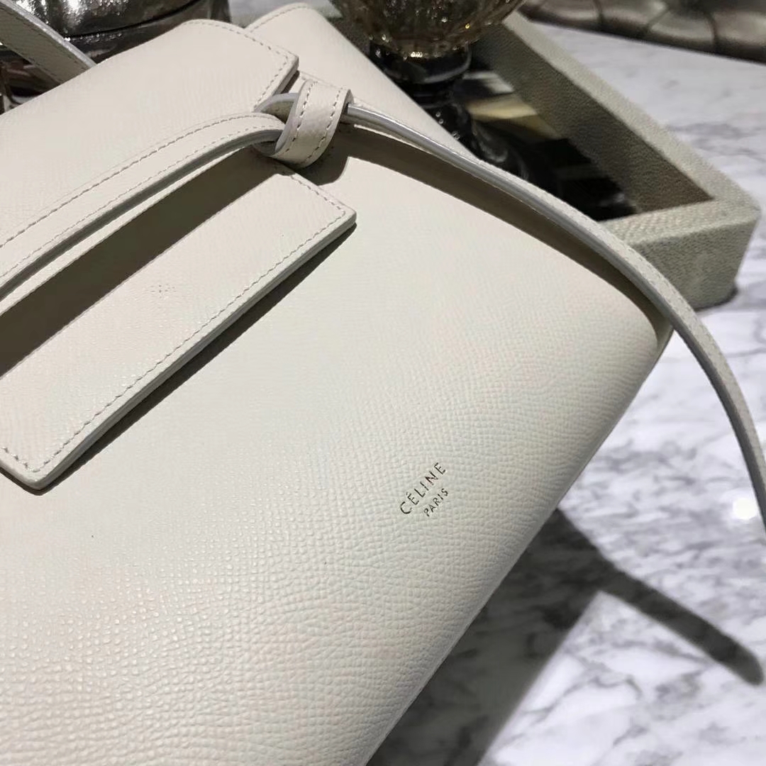 Celine 鲶鱼包 Mini 20cm 冰川白 现货秒发 掌纹皮 进口原厂皮