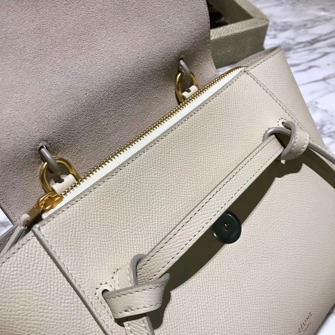 Celine 鲶鱼包 Mini 20cm 冰川白 现货秒发 掌纹皮 进口原厂皮