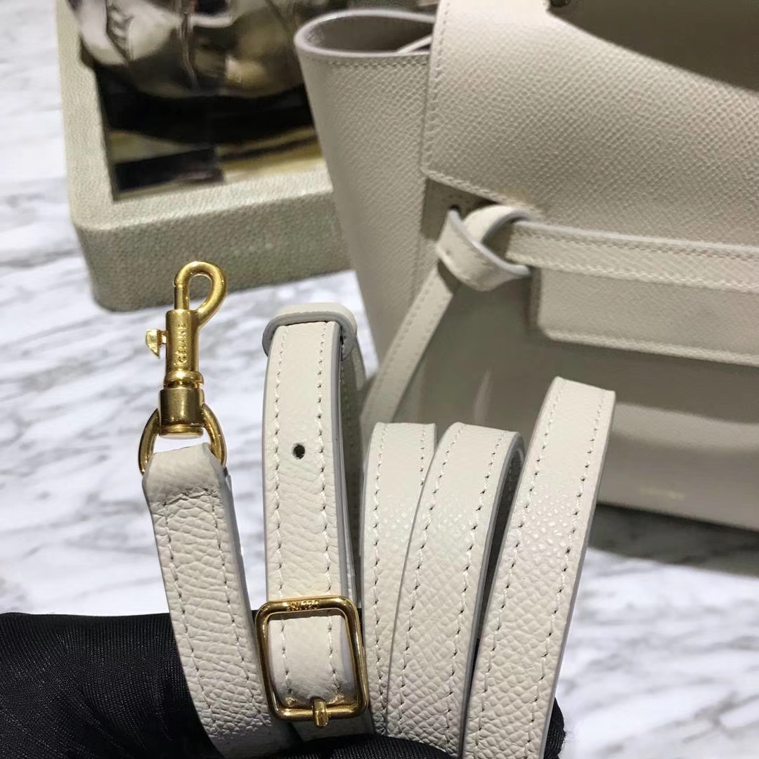 Celine 鲶鱼包 Mini 20cm 冰川白 现货秒发 掌纹皮 进口原厂皮