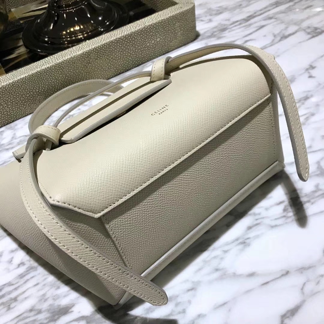 Celine 鲶鱼包 Mini 20cm 冰川白 现货秒发 掌纹皮 进口原厂皮