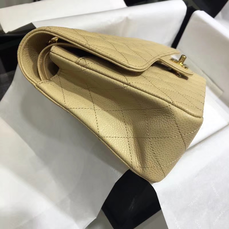 Chanel 香奈儿 Classic Flap 鱼子酱【杏色】车边 25cm 金（现货）