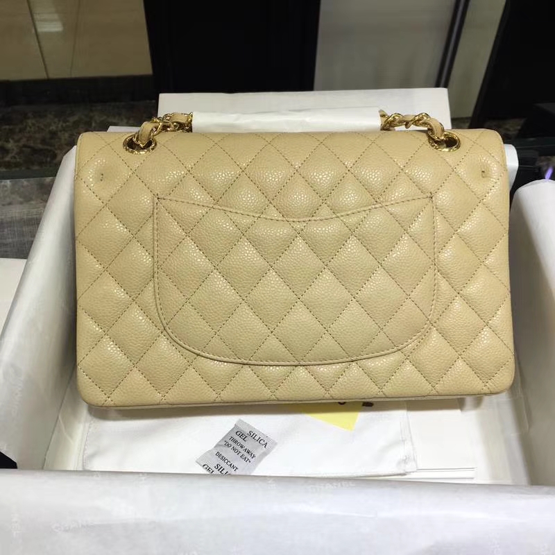 Chanel 香奈儿 Classic Flap 鱼子酱【杏色】车边 25cm 金（现货）