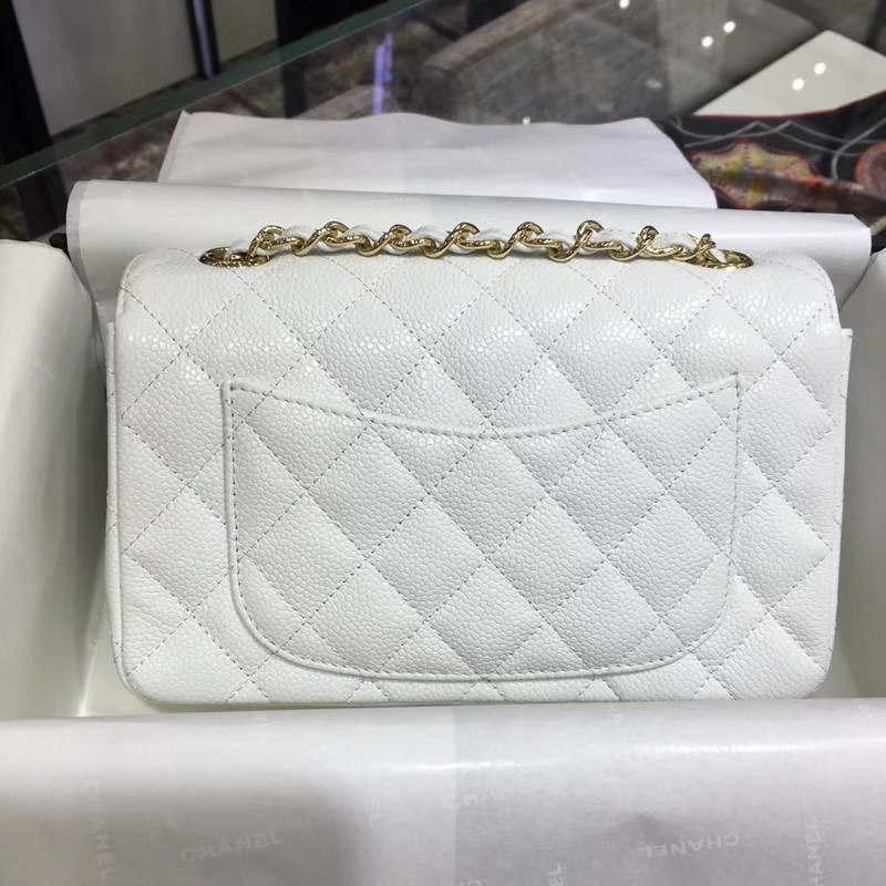 Chanel 香奈儿 Classic Flap 鱼子酱【白色】 20cm  金（现货）