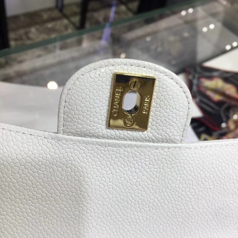 Chanel 香奈儿 Classic Flap 鱼子酱【白色】 20cm  金（现货）