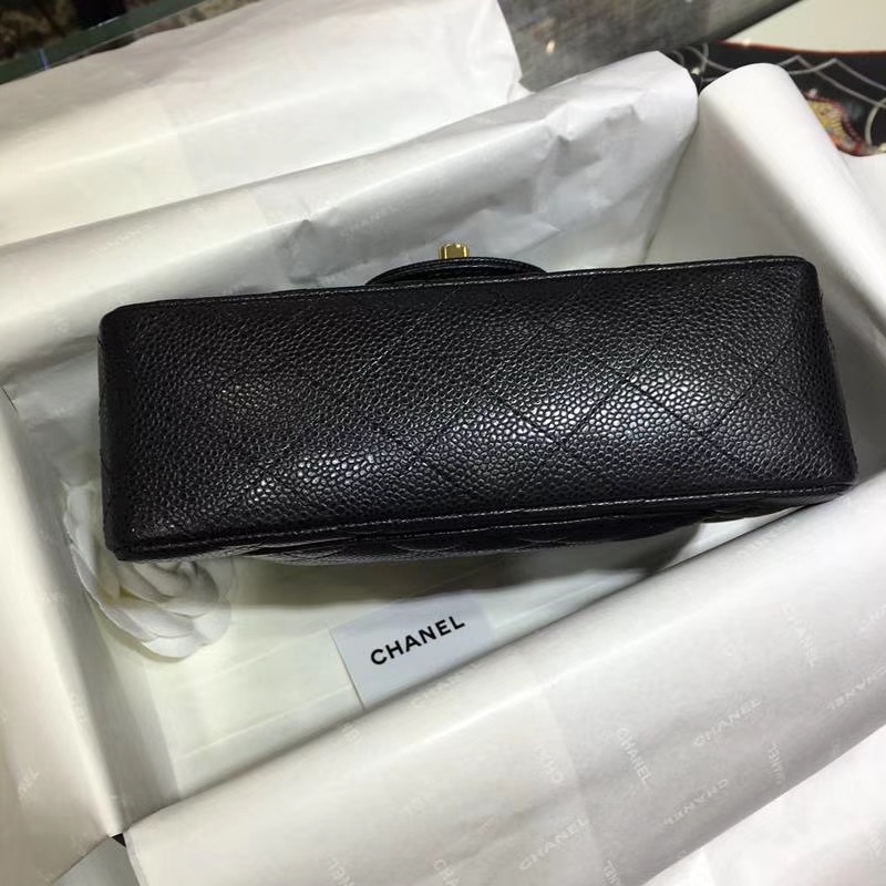 Chanel 香奈儿 Classic Flap 鱼子酱【黑色】车边  20cm 金（现货）